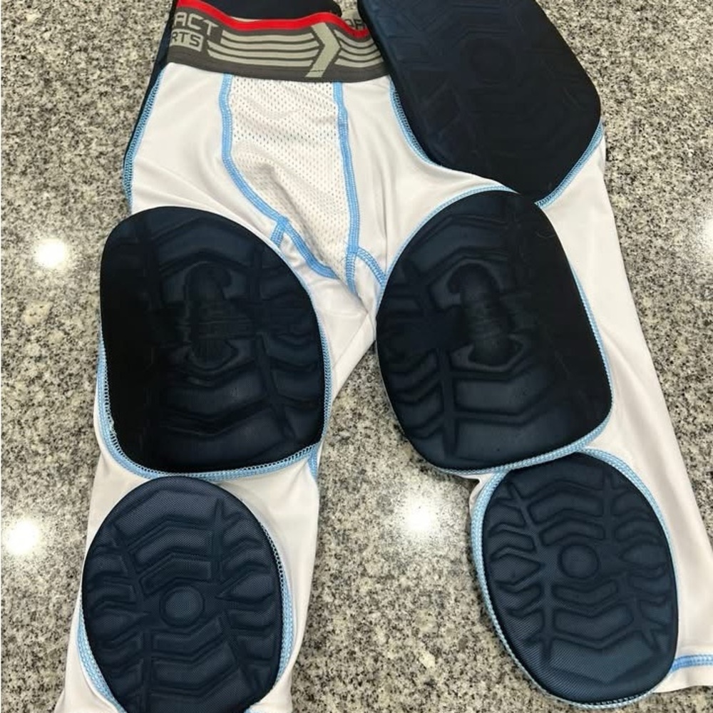 Men's White and Black Padded Compression Pants. Adult small